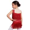 Vestido de Danza Latina para Niñas con Borlas, Flecos Asimétricos, Pedrería Brillante, Recorte, Disfraz para Actuación en Escenario