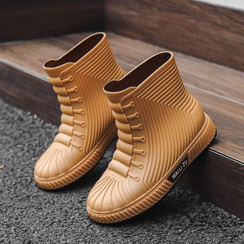 

Модне дощове взуття чоловіче водонепроникне взуття короткі нековзні бавовняні теплі гумові чоботи робоче гумове взуття рибальське взуття 44 yards