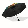 Yin Yang Koi Fish Pond Wall ArtDecorUmbrella, Portable 3-Fold Compact Umbrella for Men & Women Gift