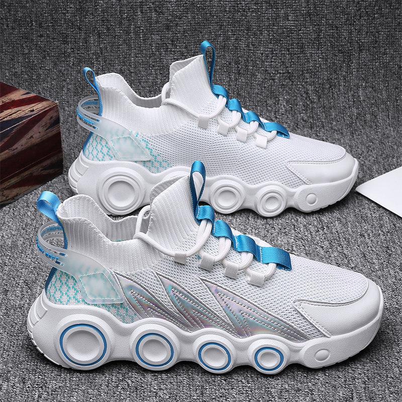 Fashion Men's Sports Shoes 2024 Spring New Breathable Socks Mouth Trendy Shoes Wind Fire Wheel Sole Casual Running Shoes for Men Sneaker