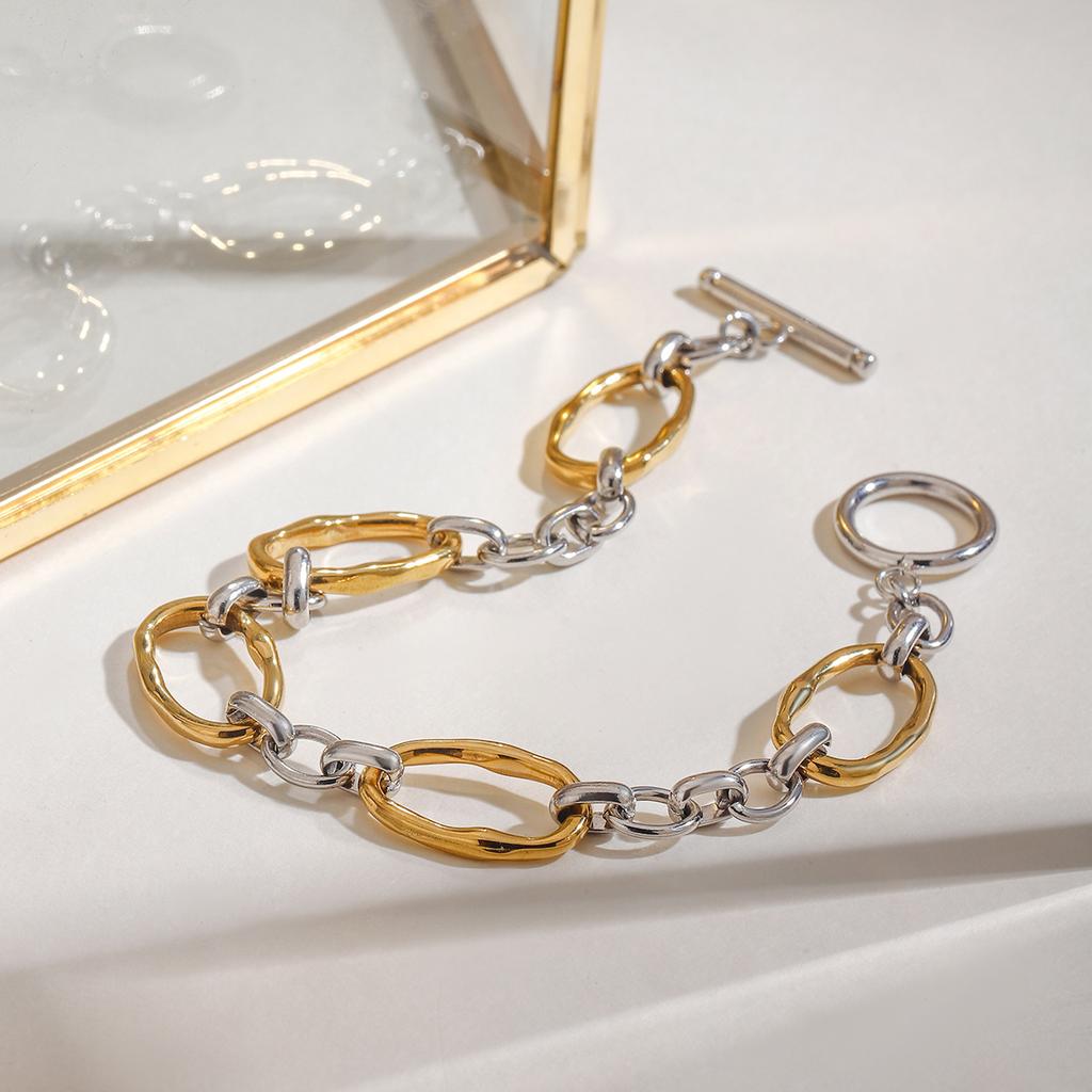 Yori Minimalist Stainless Steel Geometric Chic Bracelet Waterproof Metal 18K Gold Plated Simple Daily High Quality Jewelry Gift