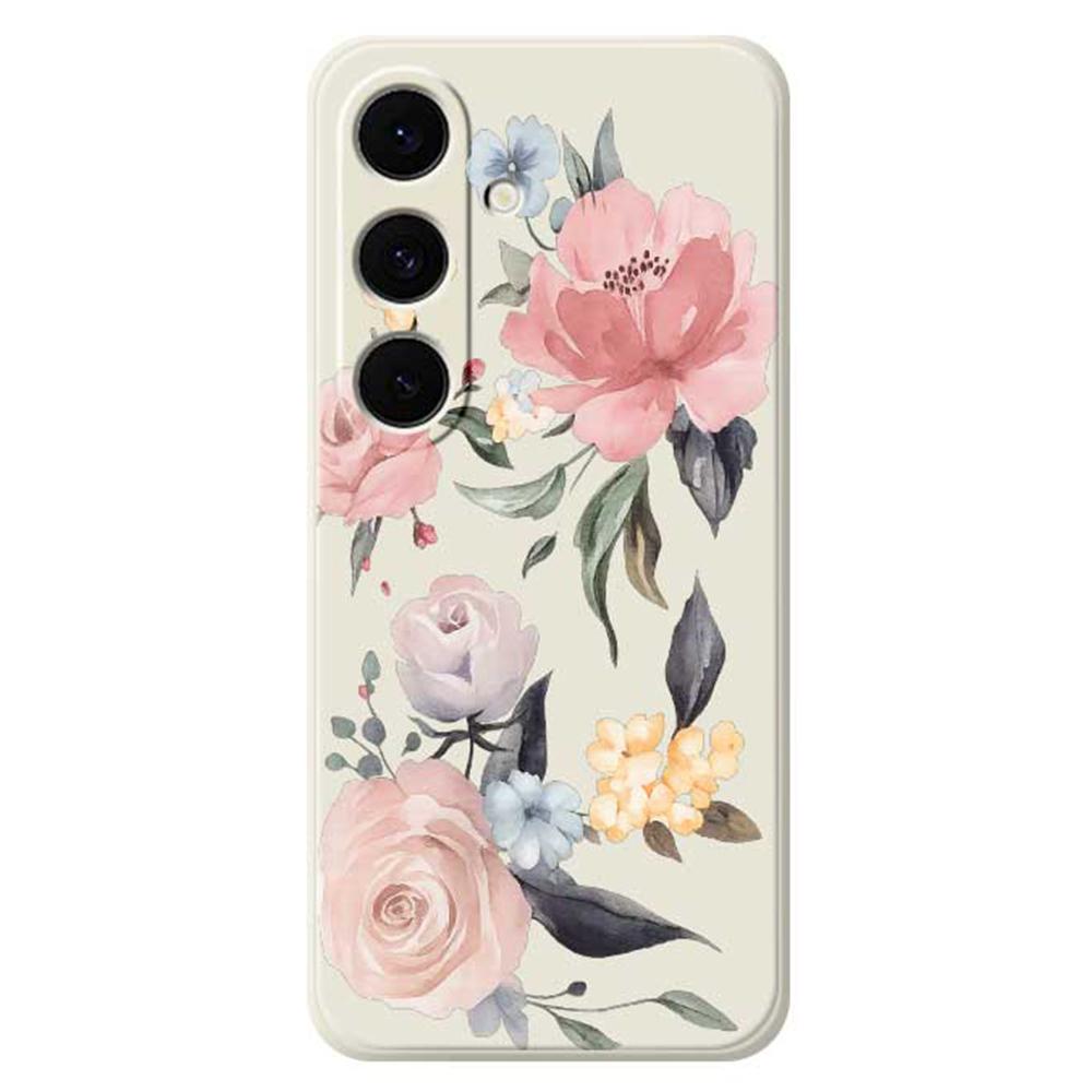 For Samsung Galaxy S25 FE Case Big Flowers Pattern Printing Straight Edge TPU Phone Back Cover