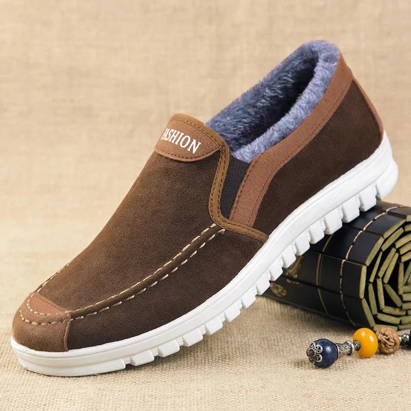 

Мужская зимняя хлопковая обувь, утепленная плюшевая обувь, зимняя обувь из дышащей ткани, большие размеры, нескользящая теплая рабочая обувь 39 коричневый