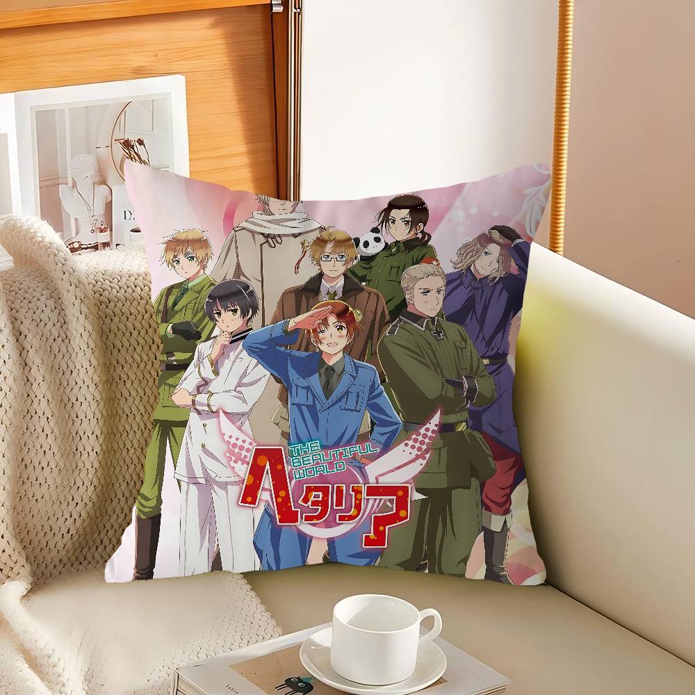 H-Hetalia Axis Powers Kuddfodral Fyrkantigt Kuddfodral 3D Mjuk Plysch Kuddfodral Vardagsrum Soffa Sovrum Hemrum