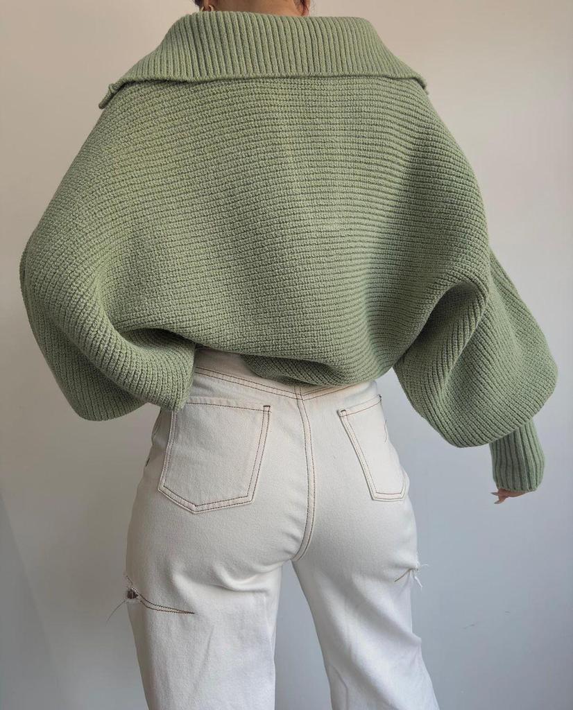 European & American Cross-Border Autumn/Winter Lantern Sleeve Loose Pullover Sweater for Women - Short Style