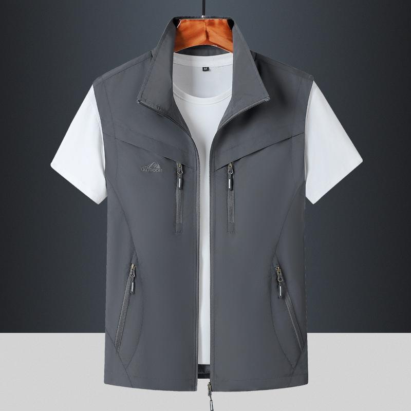 

Spring Men Outdoor Casual Vest Men Solid Multi-Pocket Breathable Fishing Waistcoat Hiking Photographer High-Quality Vest Man M