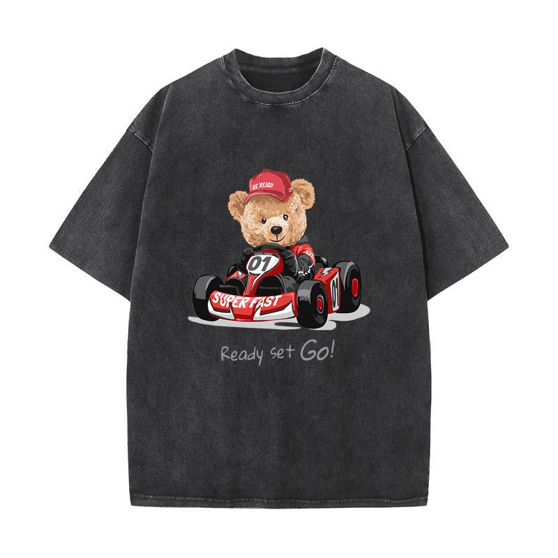 SX-14 MINISO 2026 Summer Vintage Wash  Printed Pure Cotton Shoulder Style Men's and Women's Round Neck Short Sleeved Couple T-shirt