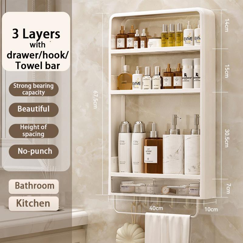 Bathroom Shelf Wall Mounted Waterproof Tissue Box Multifunctional Storage Rack for Toiletries Storage Box Shampoo Organizer