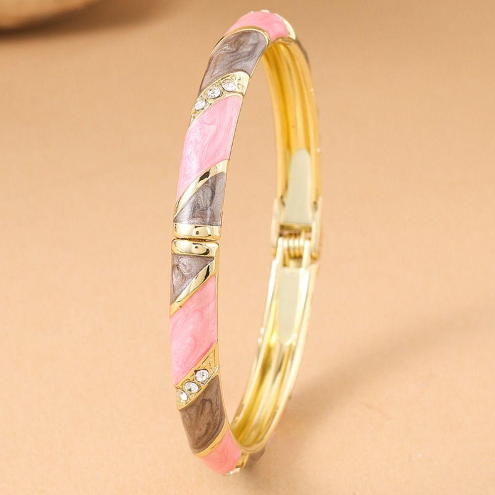 Enamel Vintage Cloisonne Bangle Lines Shape Women's Hand Bracelet Chinese Crystal Bangle Ladies