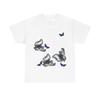 Lila Blauer Schmetterling Tuschekunst Grafik T-Shirt Weißes Unisex T-Shirt Ästhetisch S-3XL