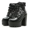 Gdgydh Gothic Lace Patchwork High Heel Ankle Boots For Women Zipper Chunky Heels Platform Short Boots Nightclub Shoes Autumn