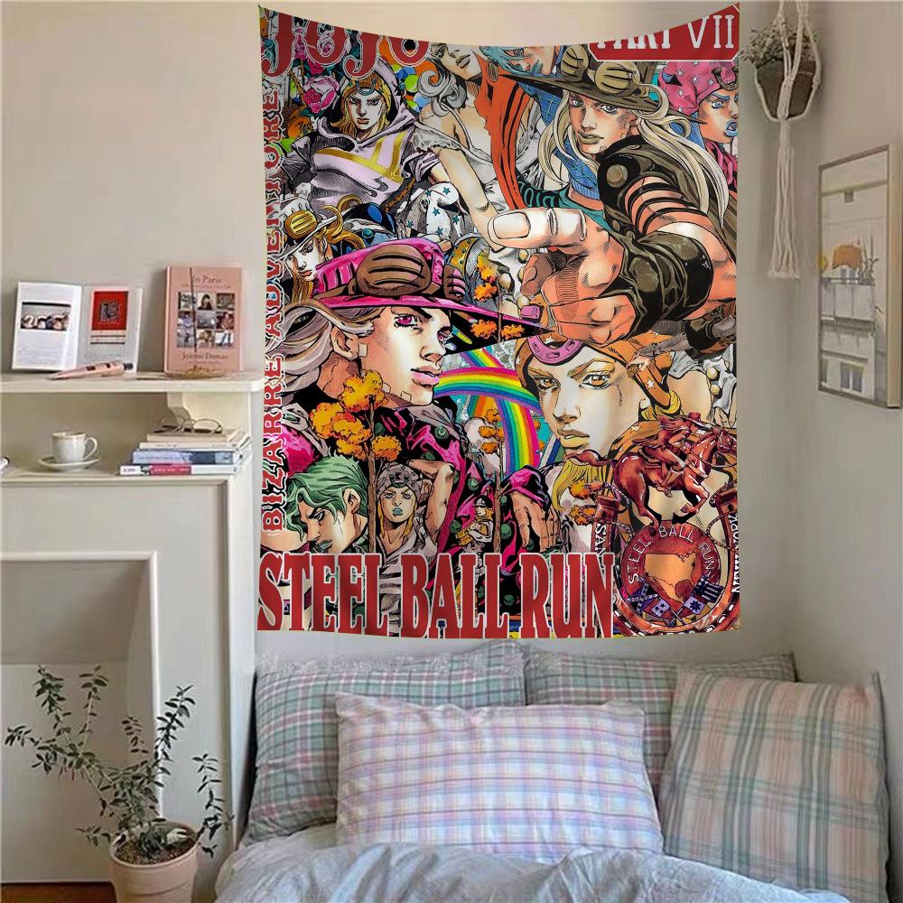 Anime JoJo Bizarre Adventure Retro Tapestry Hippie Flower Style Doubles As Wall Carpets Ideal Hanging for Dorms Home Decor