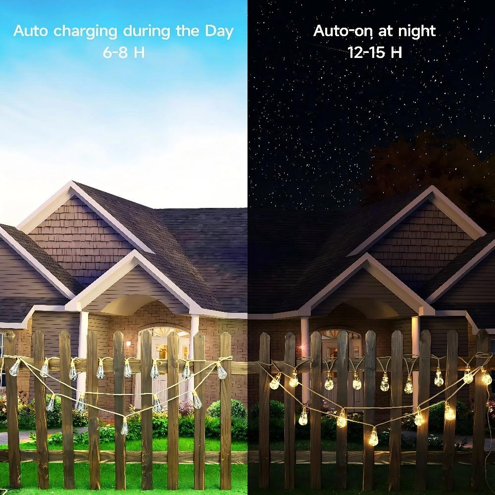 Solar Hemp Rope Fairy String Lights Waterproof Outdoor Decorative Lights for Patio Garden Party Decor
