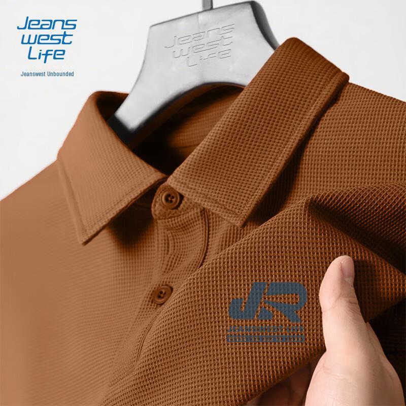 Jeanswest Men s Loose Fit Waffle Knit Long Sleeve Polo Shirt L