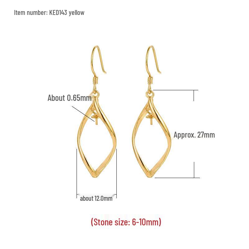 

S925 Sterling Silver 18K Gold-Plated Geometric Dangle Earring Mount for DIY Japanese/Korean Minimalist Amber Pearl Earrings 925 Silver