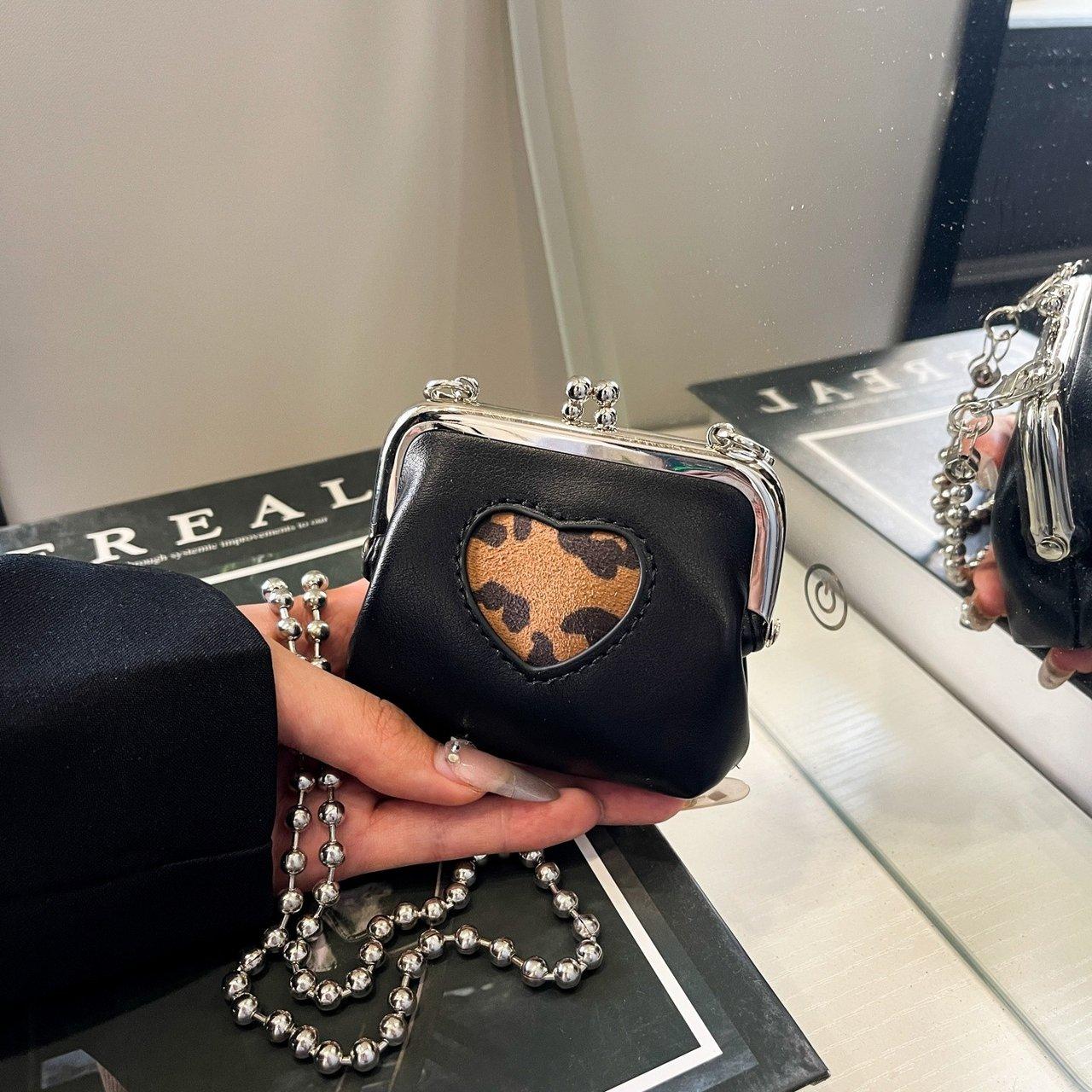 

Fashion Mini Cute Women Coin Purse Money Holder Bead Chain Strap Crossbody Bags Clip Wallet PU Leather Small Clutch Bags