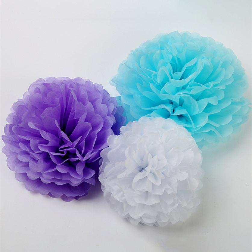 10 Sticks/Set Tissue paper pompoms pom pom balls Wedding decoration baby shower party supplies Hanging decoration