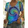 Rotating Visual Illusion 3D Printing Women's Casual Short Sleeved V-neck T-shirt