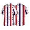 Men's V Neck Short Sleeve Medical Scrub Top with Chest Pocket Independence Day Print Casual Workwear for Healthcare Professionals