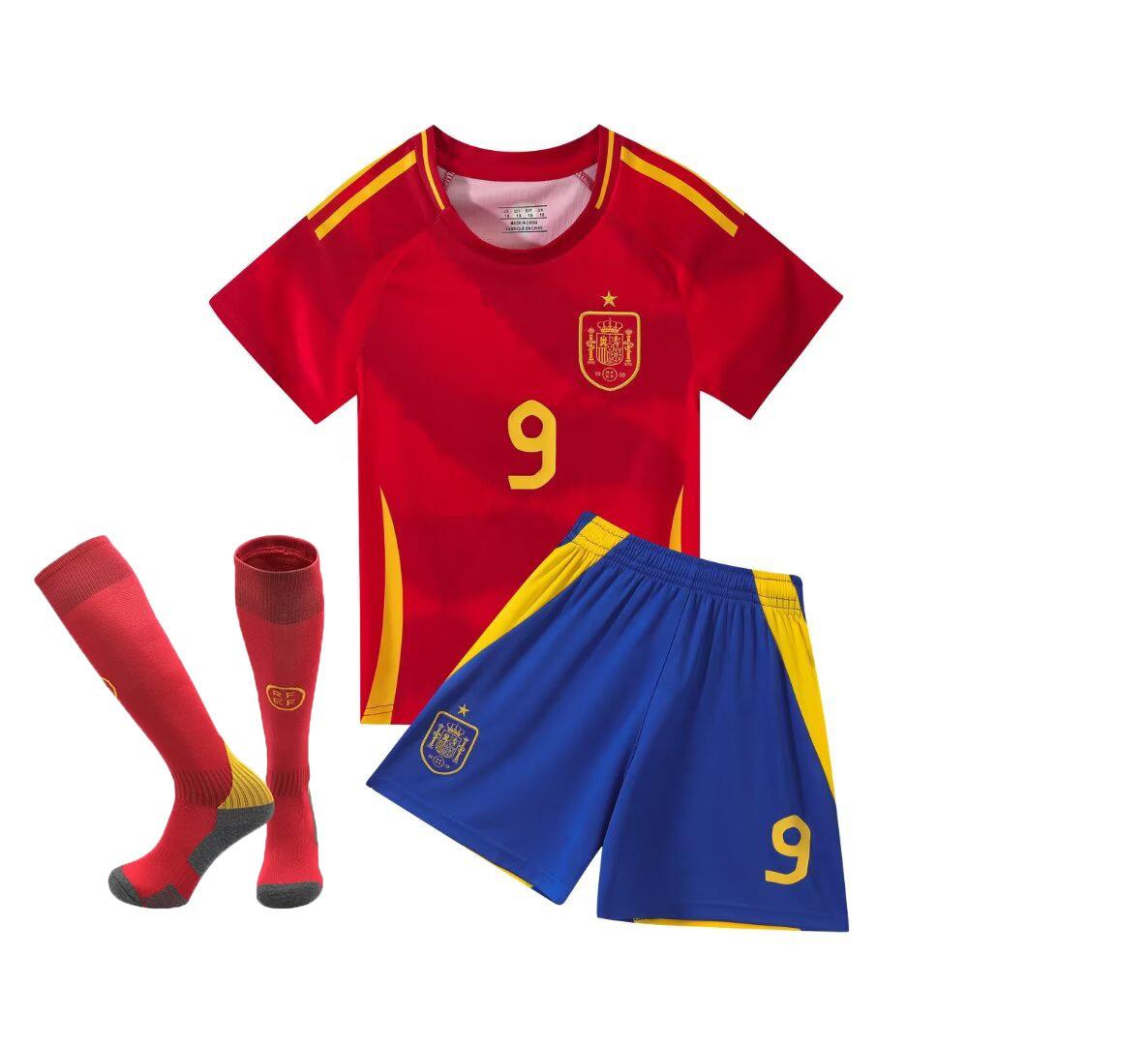 

24-25 Spain Home Team No. 9 National Team Football Jersey Children S Clothing Adult Set Size 14-3Xl L/180