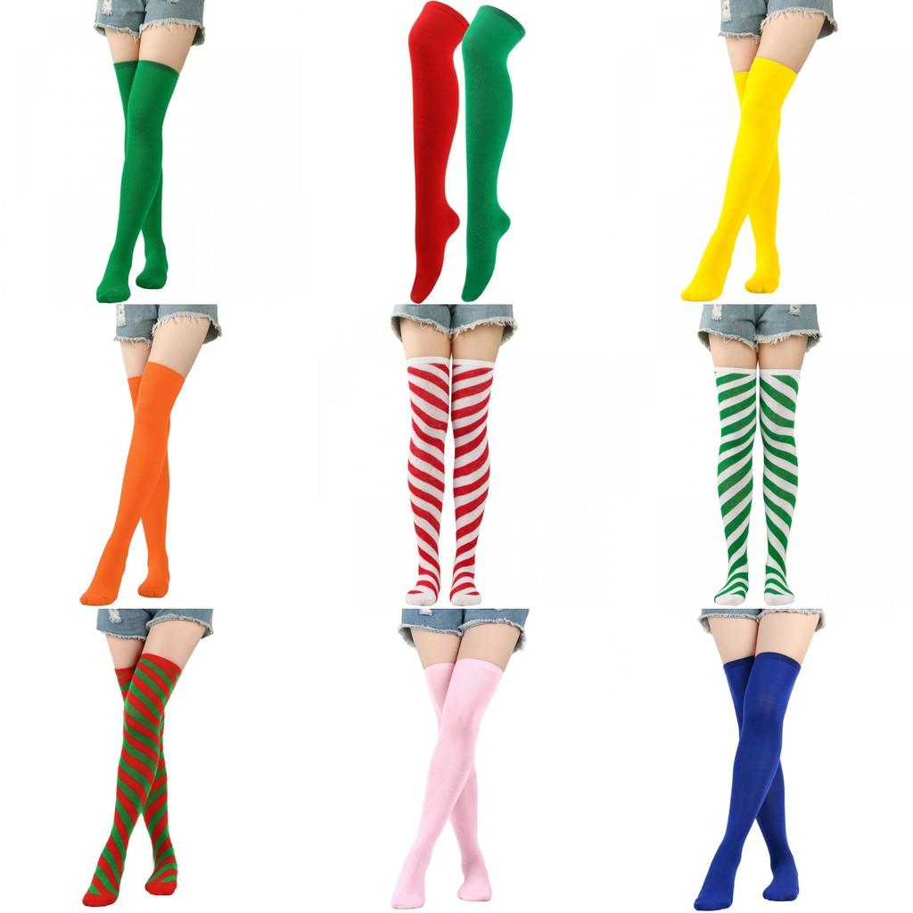 Colorful Costume Christmas Knitted Over The Knee Stockings Decoration Fashion