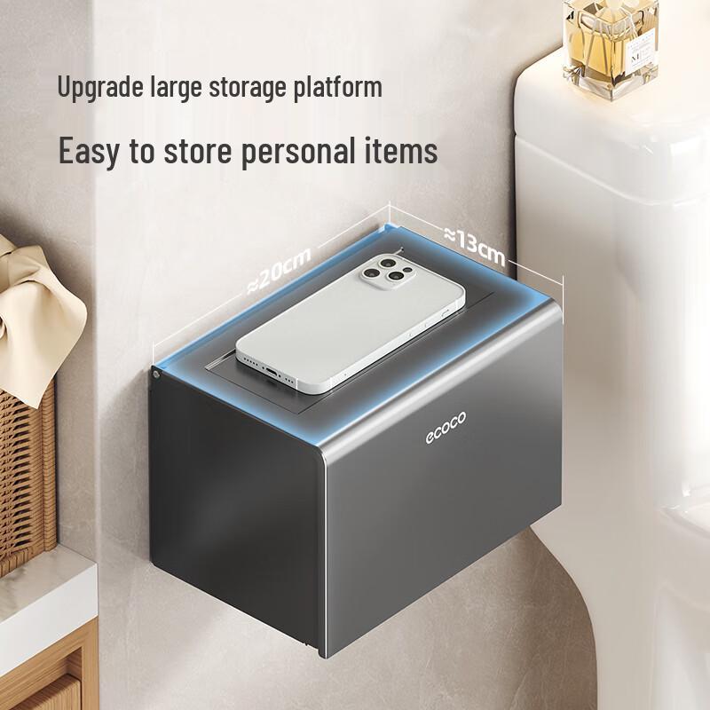 Ecoco Space Aluminum Wall-Mounted Toilet Paper Holder with Shelf