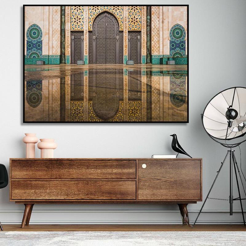 Retro Islamische Kalligraphie Allahu Akbar Kaaba Heiliger Ort Moschee Kunst Poster Leinwand Malerei Wand Druck Bilder Room Home Decor
