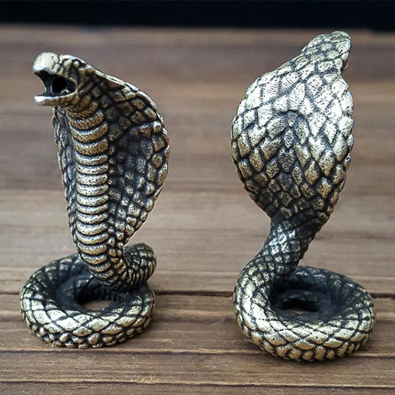 Cobra Small Ornaments Solid Brass Snake Tea Table Antique Small Copper Pieces Copper Carvings Handles Copperware Incense Burner