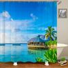 Waterproof Shower Curtain Various Sunshine Beach Scenery Seaside 3D Printing Shower Curtain Polyester Home Decor Curtain