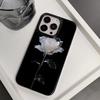 Luxury Case For Iphone 17 Pro Max White Rose Design Phone Case For IPhone 16 Plus 15 14 13 12 11 17Air Soft Black Back Cover