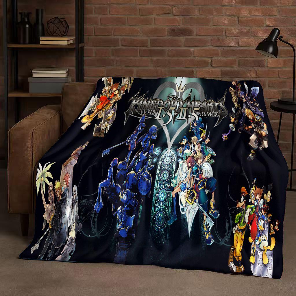 Sanrio Kingdom Hearts Kreslená hra Mickey Mouse Flanelová deka, ultra měkký plyšový přehoz do ložnice, postele, pohovky, vánoční dárek