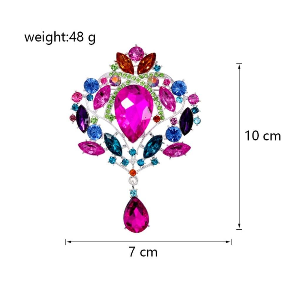 New Versatile Crystal Brooch Metal Gold Silver High-end Brooch Water Drop Shape Lapel Decorative Pin Women's Fashion