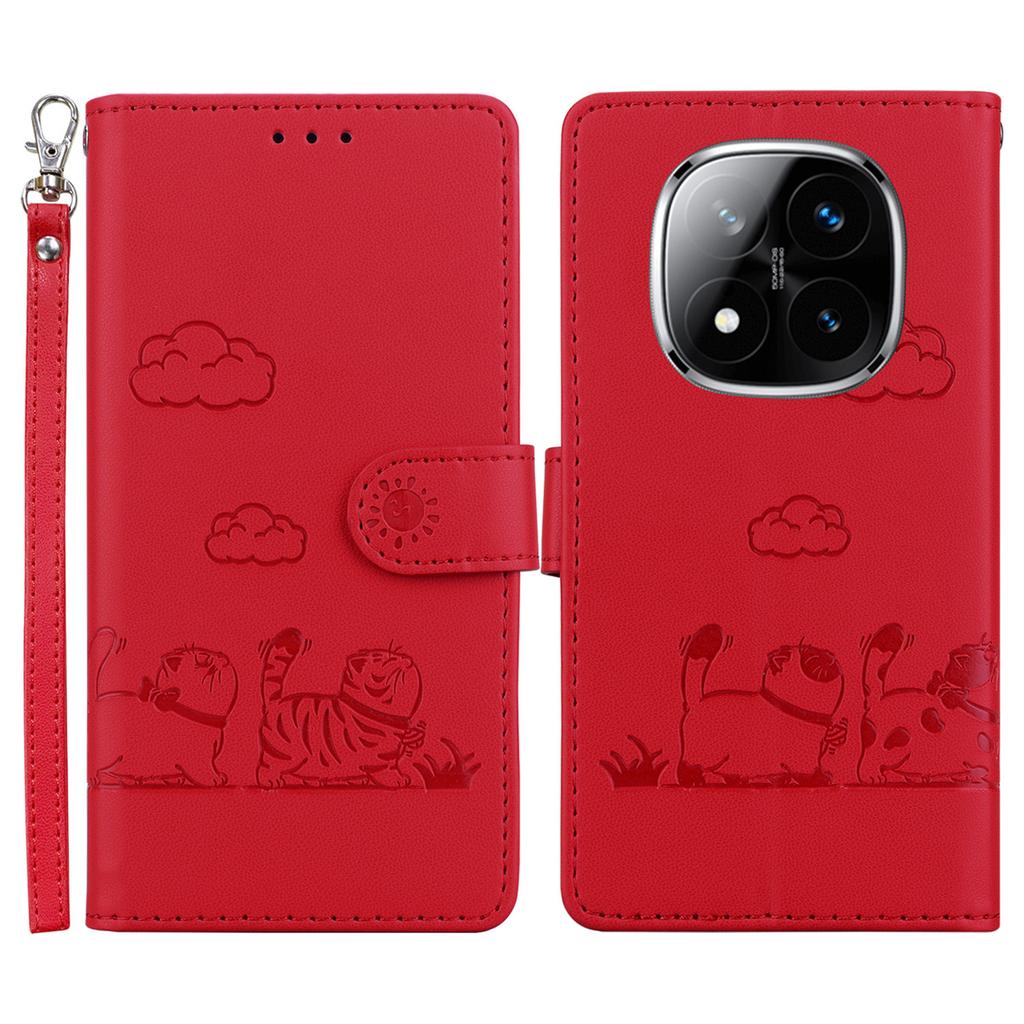 For Xiaomi Redmi Note 14 Pro 5G/Poco X7 5G Case RFID Blocking Kitten Pattern TPU+PU Leather Phone Cover