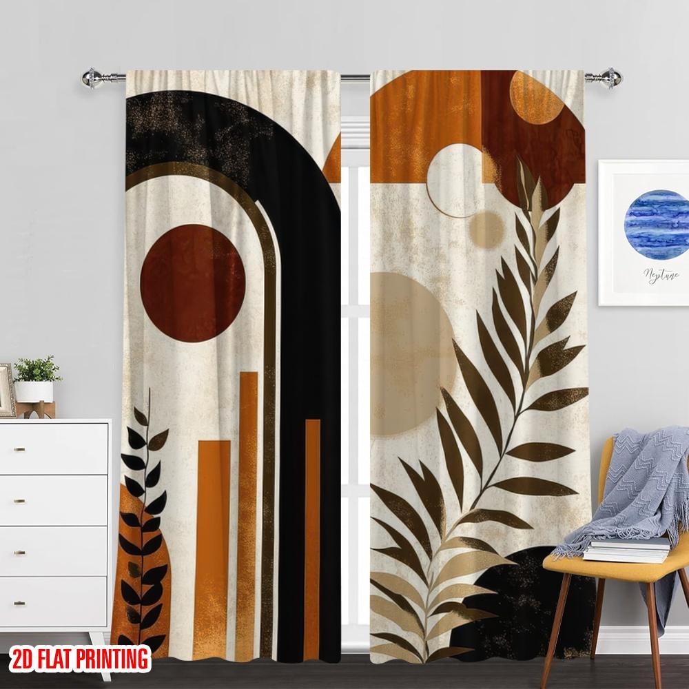 Set Of 2 Bohemian Flat Printing Drapes Fabric Without Electricity Spring Party Holiday Decor Use Multipurpose Event Curtain Polyester