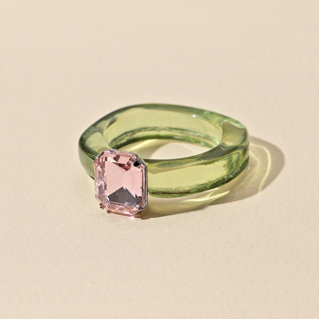 Fashion Luxury Irregular Geometric Transparent Colorful Crystal Rhinestone Zircon Round Ring For Women Shiny Jewelry Accessories