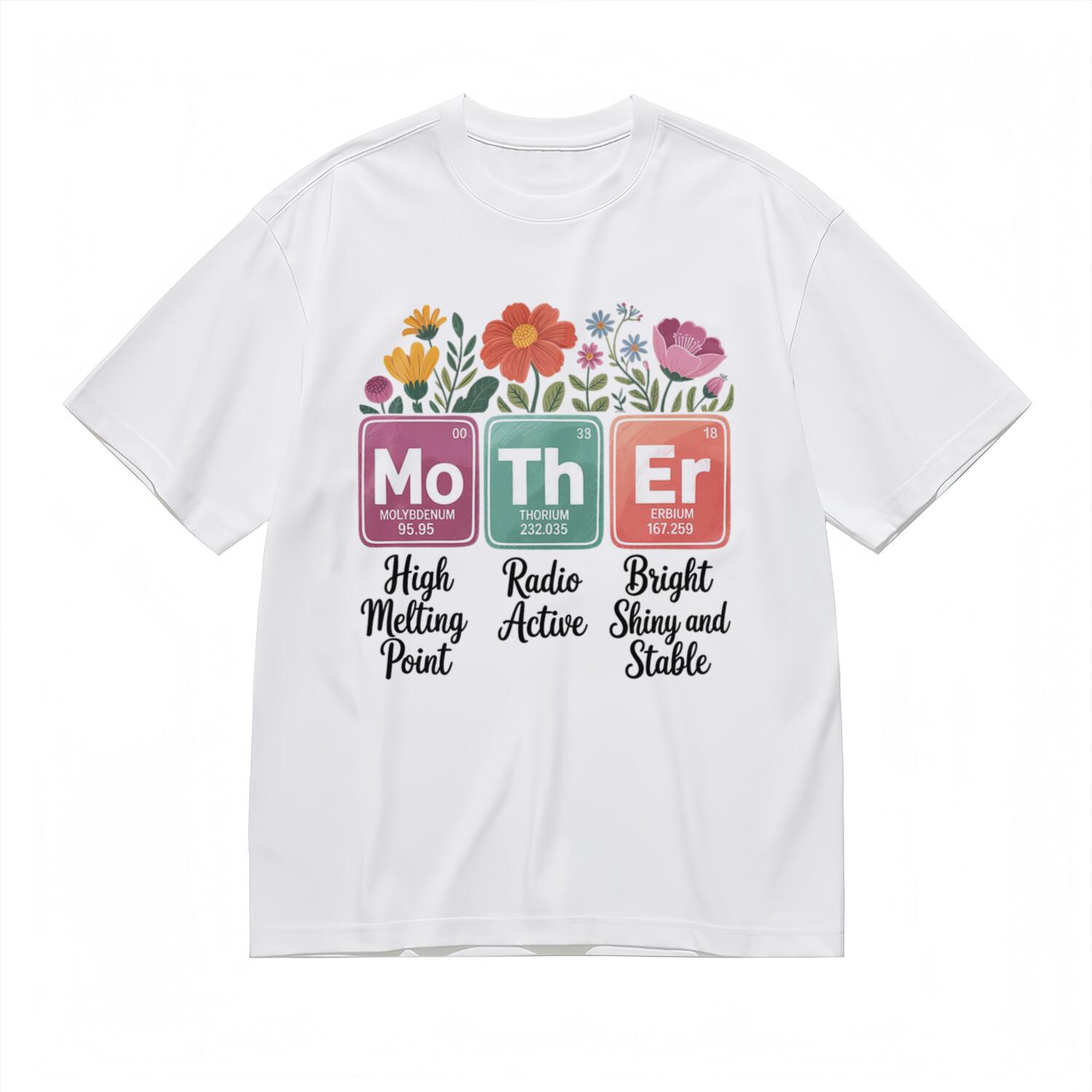 Women s Creative Breathable Classic T-Shirt Mens Womens Tees Top Periodic Table Mother Floral Tee S