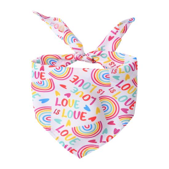 Pet Bandana Triangular Soft Breathable Comfortable Universal Dress Up Washable Rainbow Heart Print Dog Puppy Cat Collar Scarf Bib Pet Supplies
