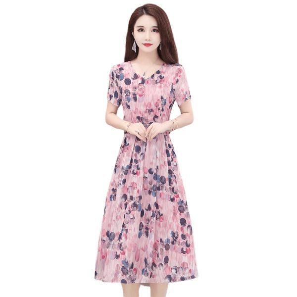 Floral dress summer new large size wide too loose and thin short-sleeved skirt temperament