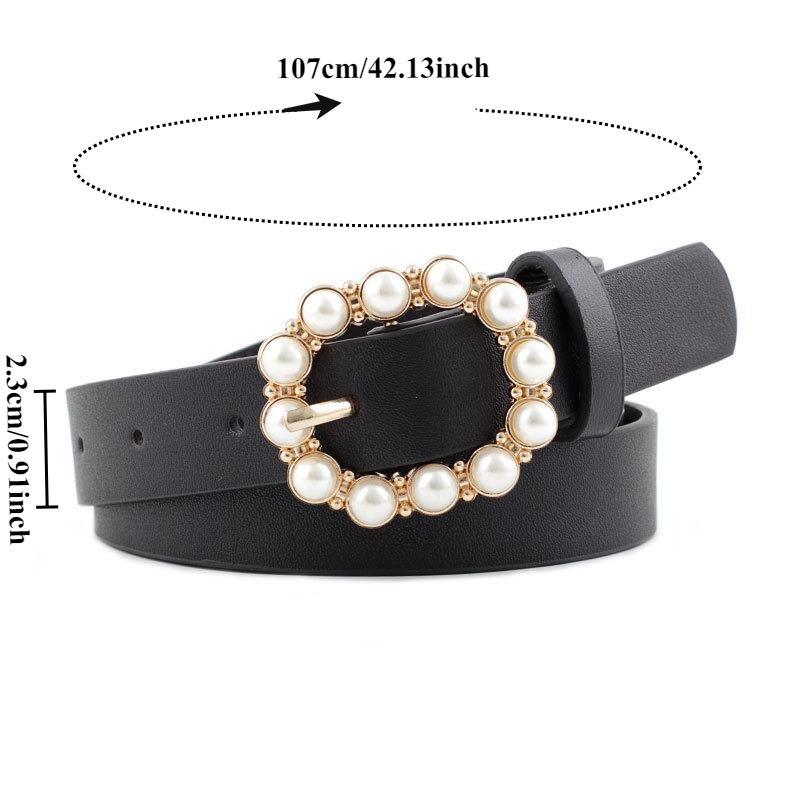 New Fashionable Minimalist Elegant Leather Pearl Belt Versatile Belt - Fashionable High-End Casual Buckle Belts for Women