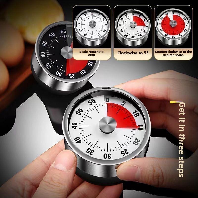 Magnetisk kökstimer i rostfritt stål med visuell nedräkning och larm för matlagning och bakning