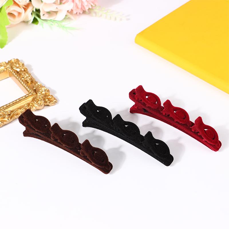 Beflockte Pony Haar Clip Kopfbedeckungen Frauen süße Haarspangen Hairgrip geflochtene Haarnadeln Haar-Accessoires