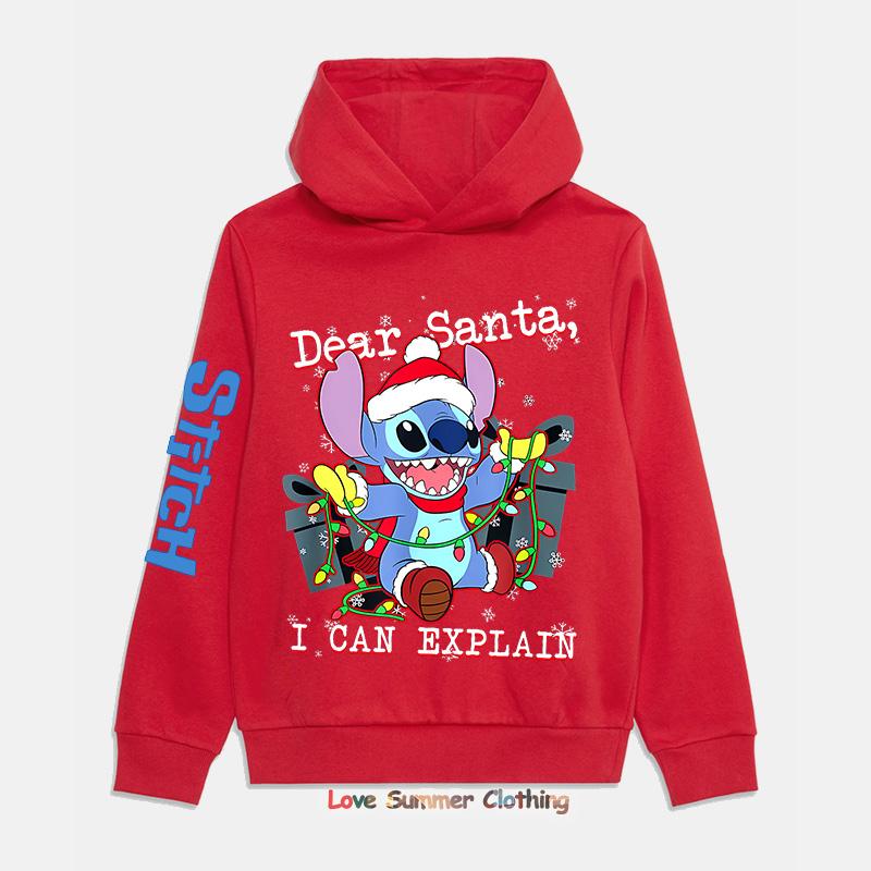 2025 Christmas Hoodie Boys Girls Sweatshirts Kids Hoodies Stitch HD Print Casual Round Neck Long Sleeve 4-14Yrs