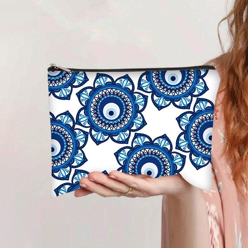 Printed Devil's Eye Cosmetic Bag, Travel Storage Bag, High-value Women's Clutch Bag, Wash Bag