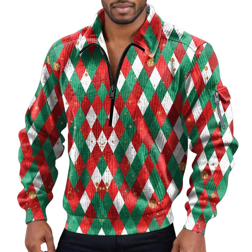 Men's  Flip Collar  Long Sleeves  Half Zipper  Hoodie