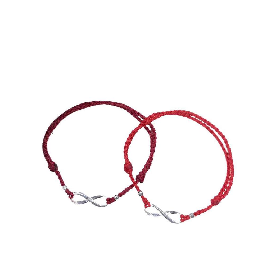 S925 Sterling Silver Good Luck Koi Braided Red Bracelet for Exams