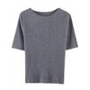 2026 Spring European & American Fashion One-Shoulder Fishbone Mid-Sleeve Elastic Knit Top
