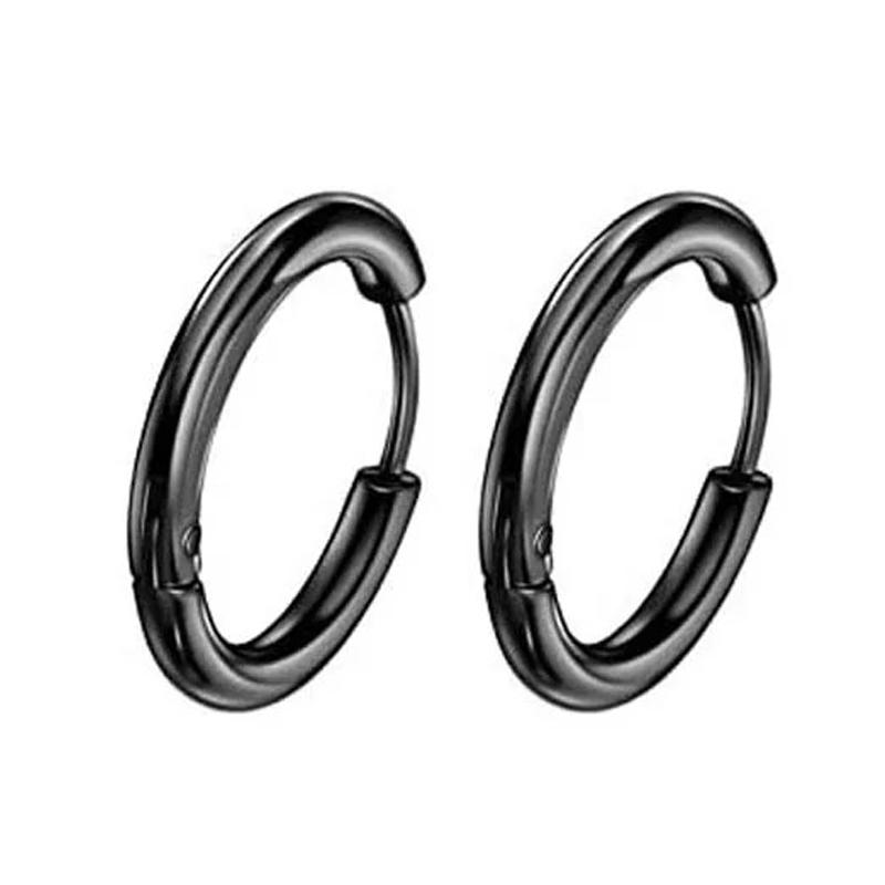 1 Pair Stainless Steel Hoop Earrings for Men Women Round Unisex Punk Earrings Simple Circle Ear Buckle Ear Jewelry Accessories