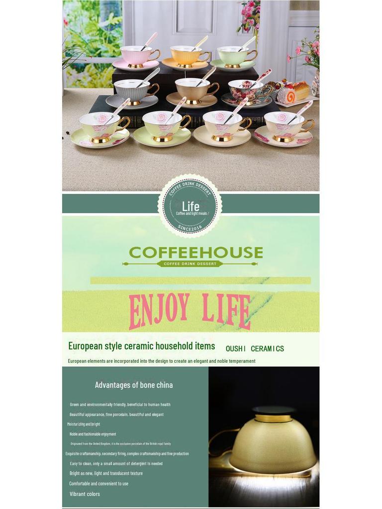 Taza de café de porcelana dorada pintada a mano de estilo europeo con cuchara: un regalo elegante para el hogar, la oficina o el exterior.