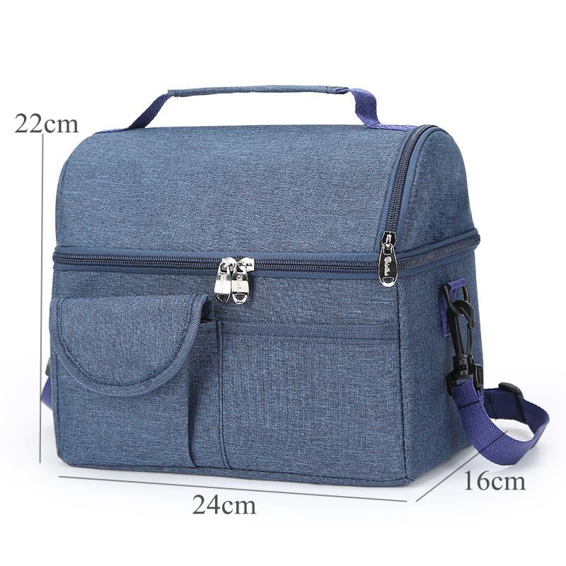 Single/Durable Layer Waterproof Thermal Lunch Bag Large Capacity Portable Picnic Food Insulated Cooler Bag With Shoulder Strap