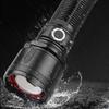 Telescopic Focus Flashlight XHP160 LED Super Bright Flashlight for Camping Hiking Biking